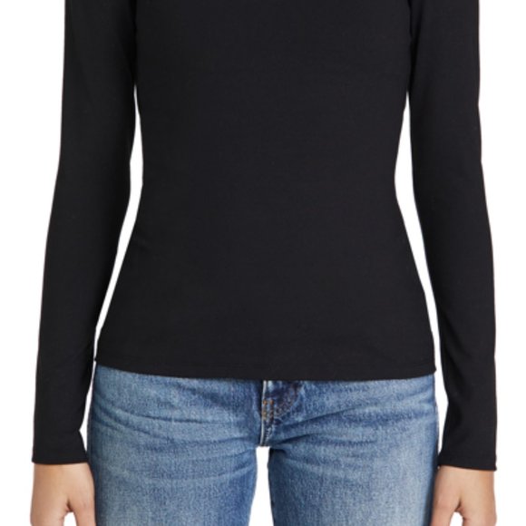 Susana Monaco black long sleeve square neck top puff sleeve capsule S NWT - Picture 7 of 7